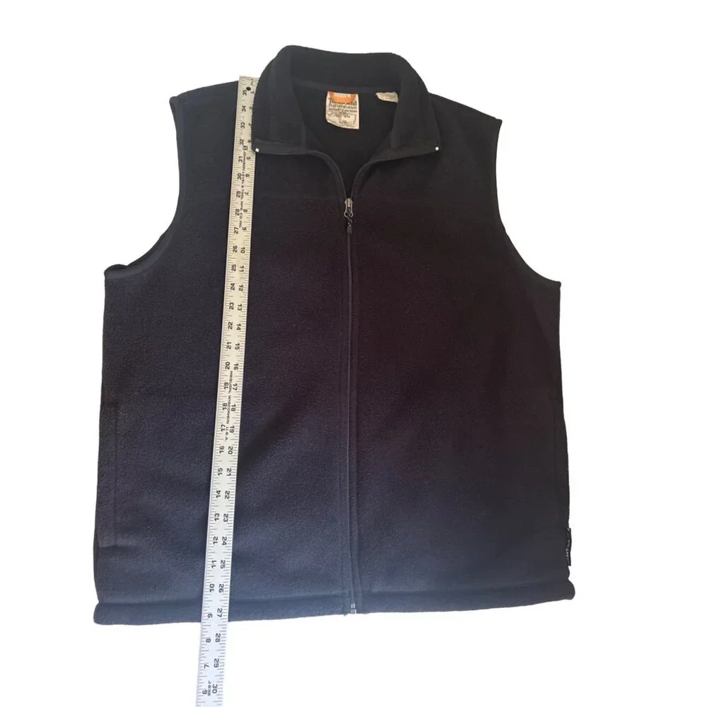 Timberland Stratham Issue Black Polartec Fleece Zip Up Vest, Size Large